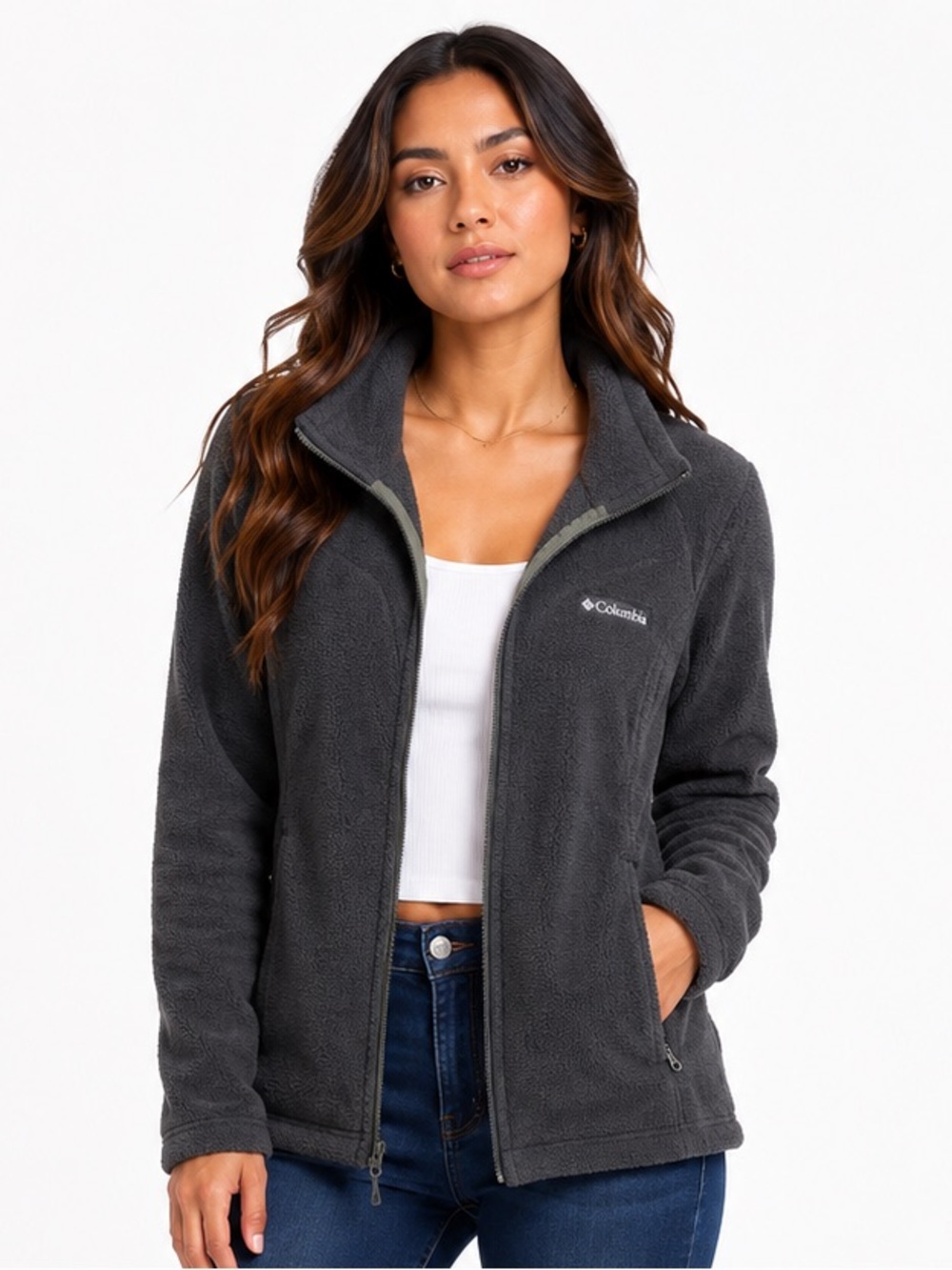 Columbia Women's Dark Charcoal Full-Zip Fleece Jacket